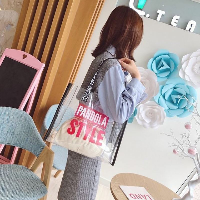 Dámská Taška Tide Fashion Divoká Přes Rameno Lady Transparent Mother Bag Velkokapacitní Tote Bag