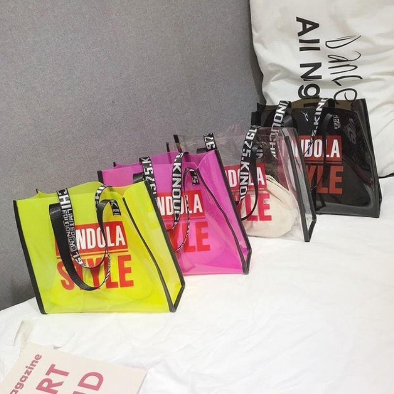 Dámská Taška Tide Fashion Divoká Přes Rameno Lady Transparent Mother Bag Velkokapacitní Tote Bag