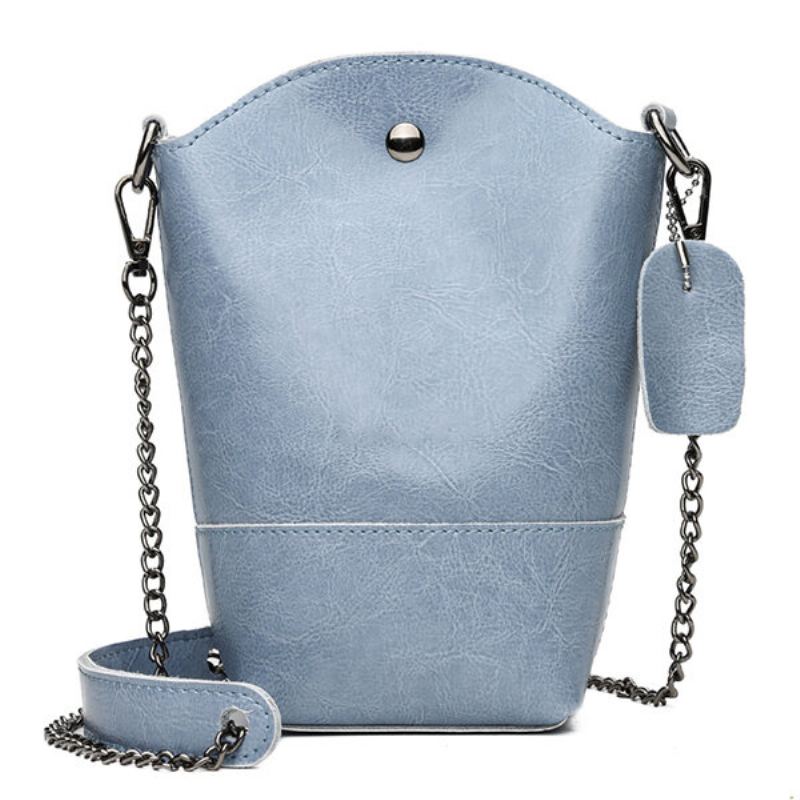 Dámská Taška Z Pravé Kůže Vintage Bucket Bag Pevná Kabelka Na Telefon Volný Čas Mini Crossbody