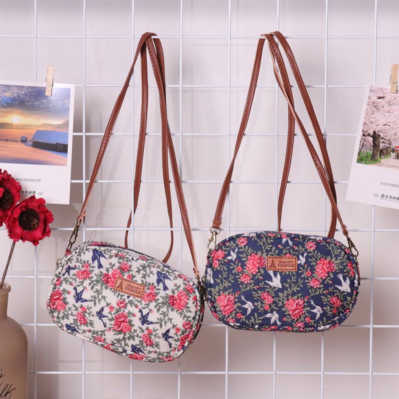 Dámská Tkanina Mini Print Crossbody Bag Taška Na Telefon Pro Volný Čas