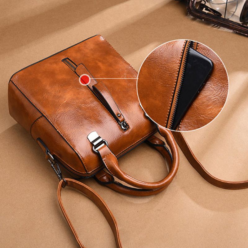 Dámská Vintage Pu Kožená Kabelka Casual Crossbody