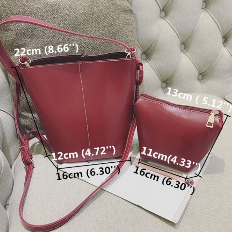 Dámské 2pcs Leisure Pu Bucket Bags Velkokapacitní Crossbody Kabelky