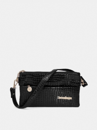 Dámské Crocodile Grain Elegantní Crossbody Kabelky Na Tři Zipy Tašky Přes Rameno Pro Volný Čas