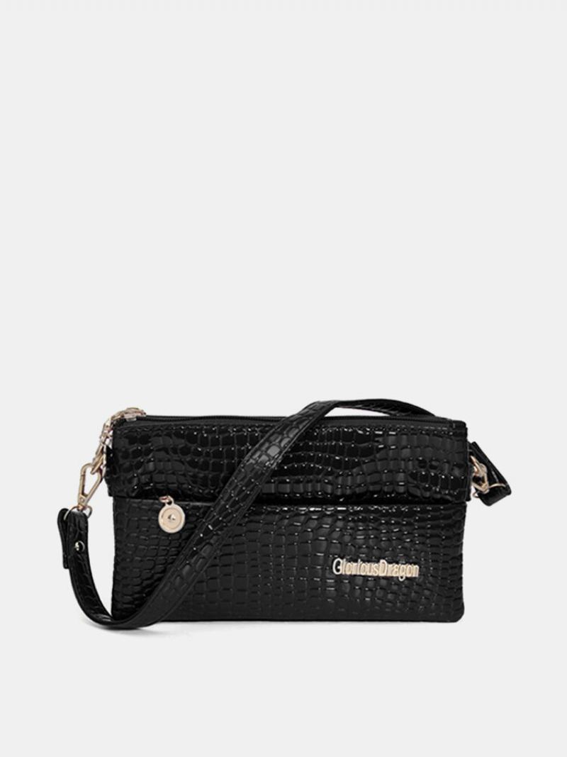 Dámské Crocodile Grain Elegantní Crossbody Kabelky Na Tři Zipy Tašky Přes Rameno Pro Volný Čas