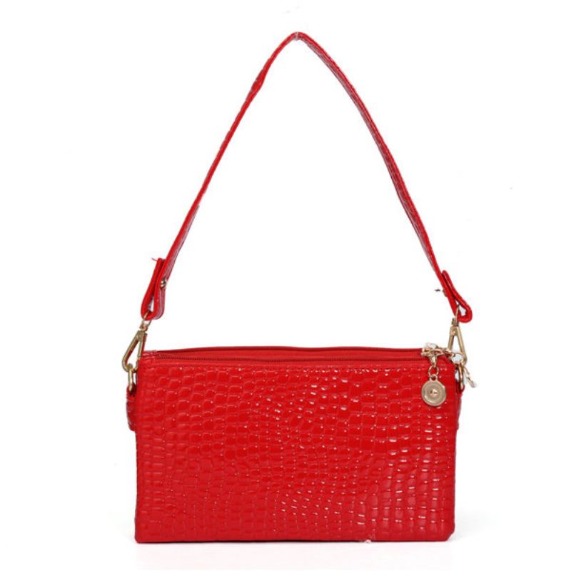 Dámské Crocodile Grain Elegantní Crossbody Kabelky Na Tři Zipy Tašky Přes Rameno Pro Volný Čas