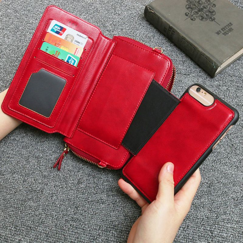 Dámské Pánské Pu Kožené Univerzální 5.5palcové Pouzdro Na Telefon Vintage Kabelka Na Crossbody