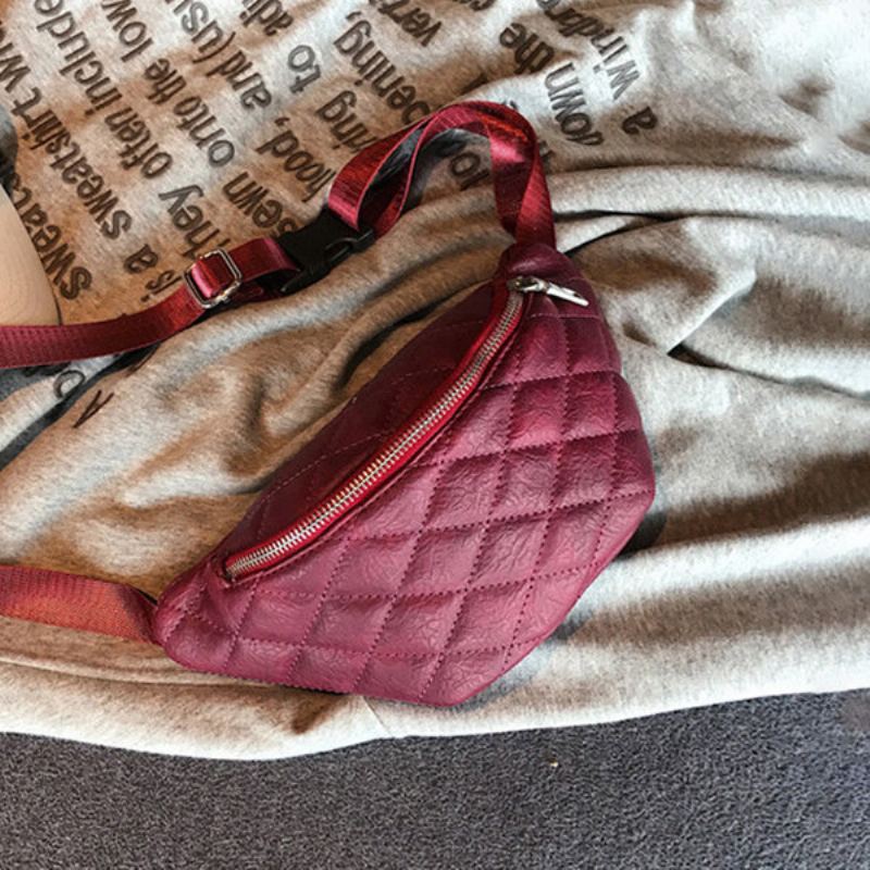 Dámské Pevné Volnočasové Multifunkční Kabelky Fanny Z Měkké Kůže Šití Crossbody