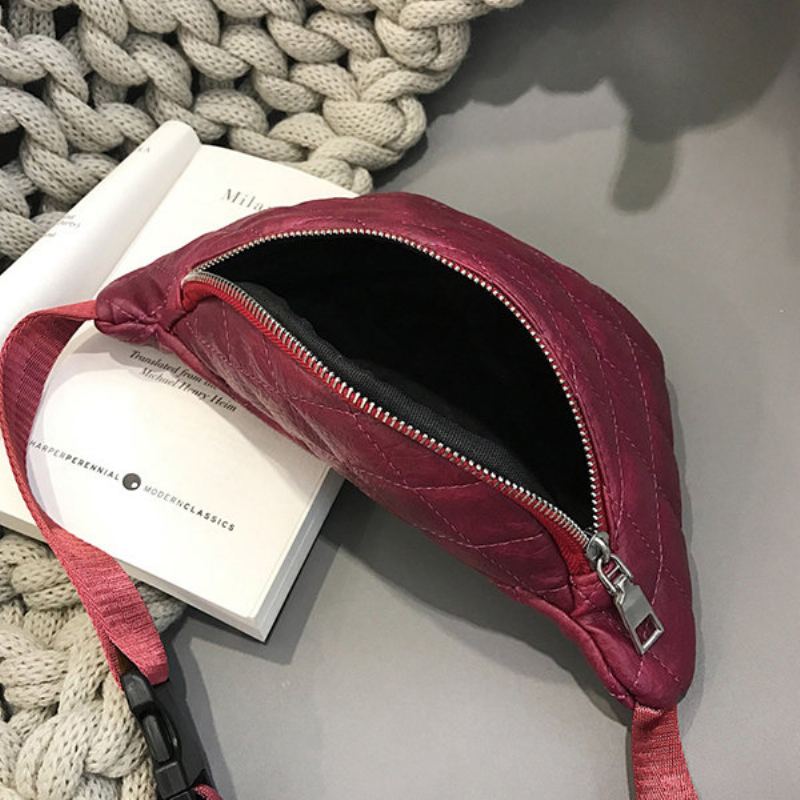 Dámské Pevné Volnočasové Multifunkční Kabelky Fanny Z Měkké Kůže Šití Crossbody