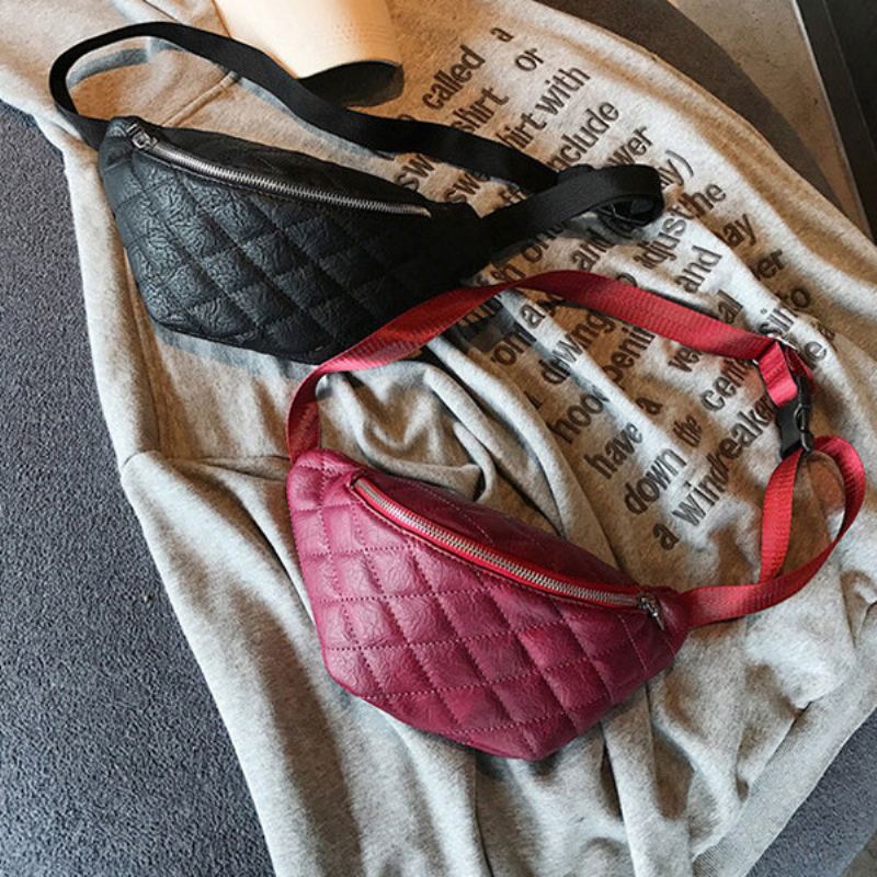 Dámské Pevné Volnočasové Multifunkční Kabelky Fanny Z Měkké Kůže Šití Crossbody