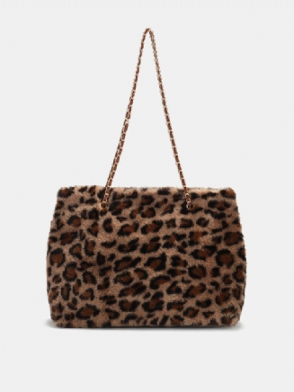 Dámské Plyšové Kalhotky Jednobarevné Leopardí Zebra Velkokapacitní Crossbody Kabelka