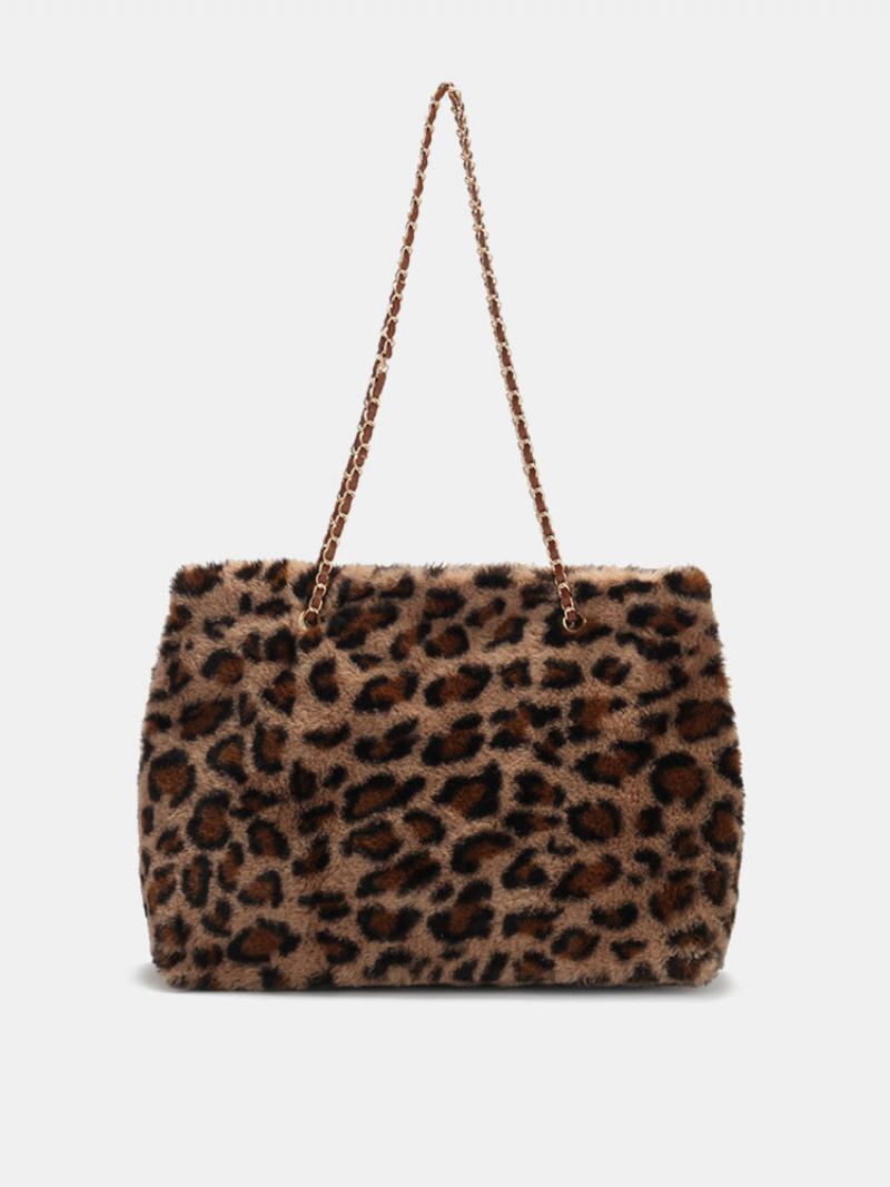 Dámské Plyšové Kalhotky Jednobarevné Leopardí Zebra Velkokapacitní Crossbody Kabelka