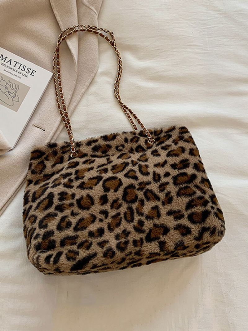 Dámské Plyšové Kalhotky Jednobarevné Leopardí Zebra Velkokapacitní Crossbody Kabelka