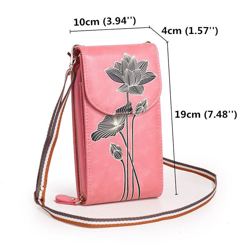 Dámské Ručně Malované Z Mikrovlákna Slot Pro 6 Karet National Phone Bags Multifunkční Crossbody Kabelky