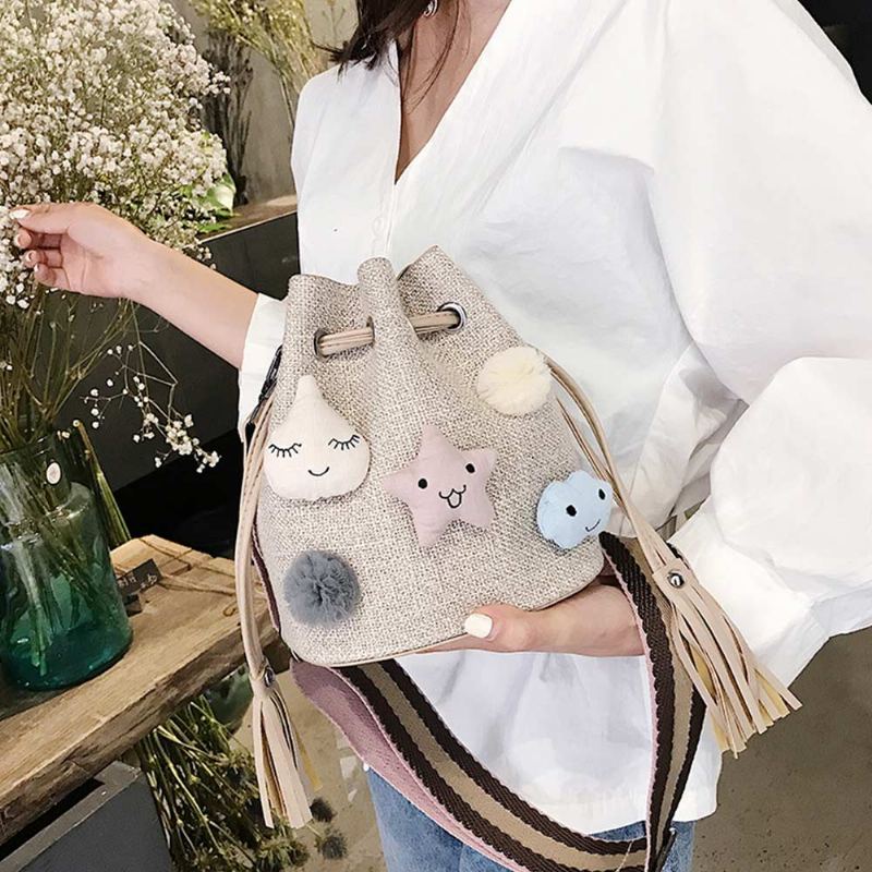 Dámské Vědro Se Slaměnou Šňůrkou Na Rameni Plážová Cestovní Taška Hobo Malá Crossbody Kabelka Pro Panenky Pro Dámu