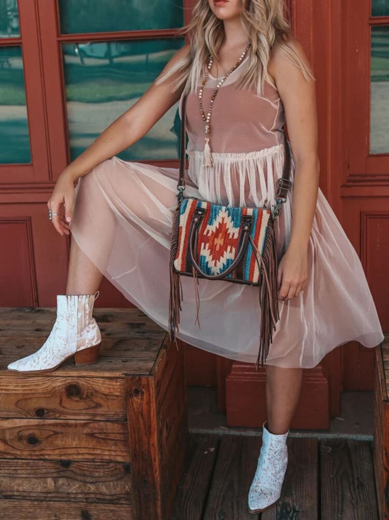 Dámské Vintage Etnický Vzor Bavlna Povlečení Crossbody Kabelka Neformální