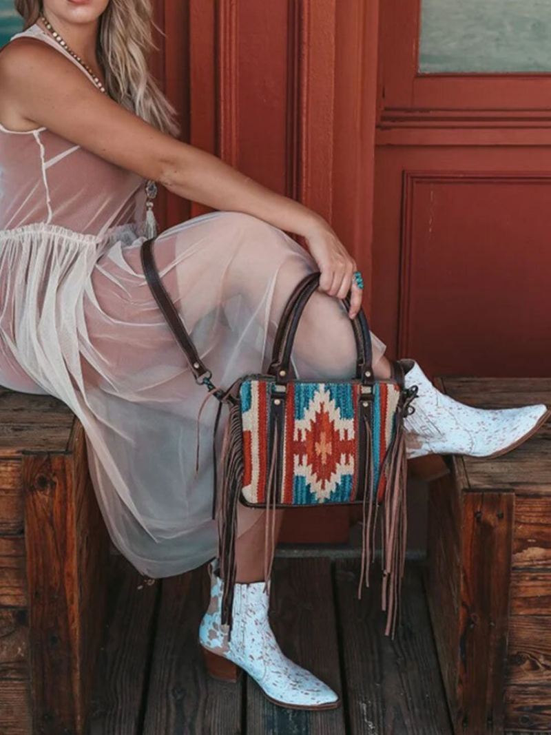 Dámské Vintage Etnický Vzor Bavlna Povlečení Crossbody Kabelka Neformální