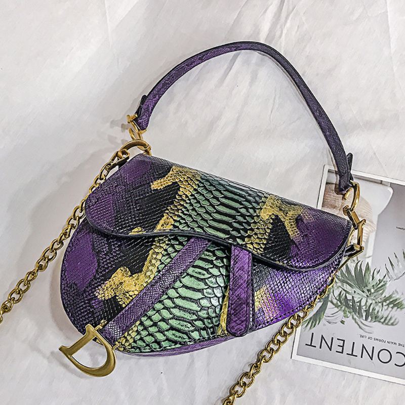 Evropský A Americký Fanoušek Přeshraniční Nový Hadí Vzor Módní Kabelky Trend Line Embossovaná Dámská Taška Přes Rameno Wild Messenger Small Bag