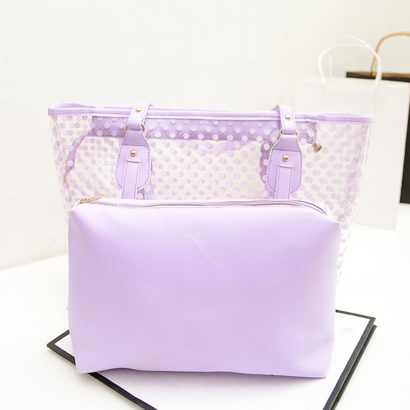 Fresh Color Tote Bag Pro Ženy Letní Použití Jelly Kabelka Wave Point Voděodolná Pvc Plážová Použitá Křišťálová Taška Na Jedno Rameno