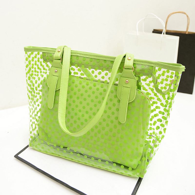 Fresh Color Tote Bag Pro Ženy Letní Použití Jelly Kabelka Wave Point Voděodolná Pvc Plážová Použitá Křišťálová Taška Na Jedno Rameno