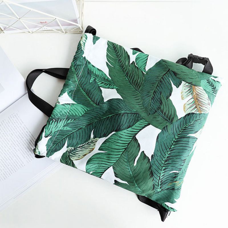 Fresh Print Leaf Canvas Backpack Kabelka Pro Volný Čas