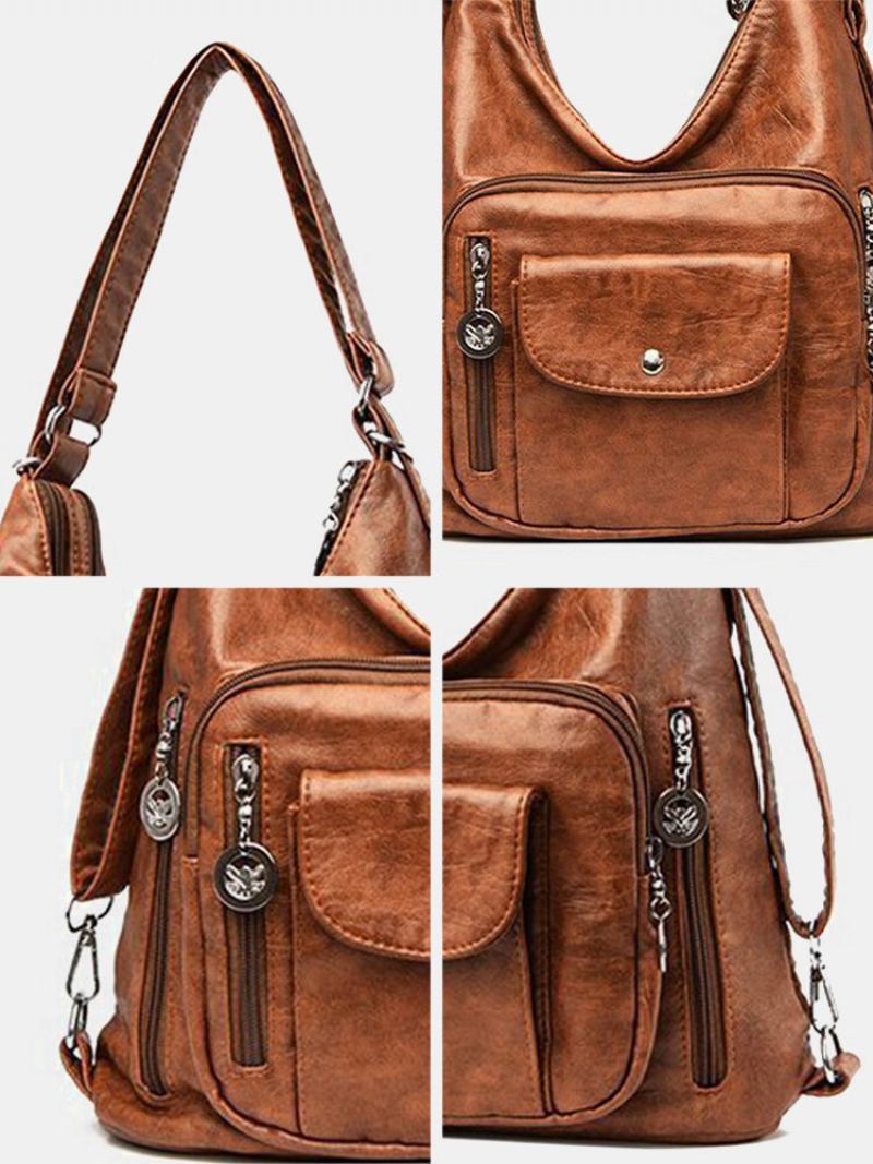 Joseko Dámská Pu Umělá Kůže Retro Ležérní Měkká Velkokapacitní Taška Crossbody Tote Bag