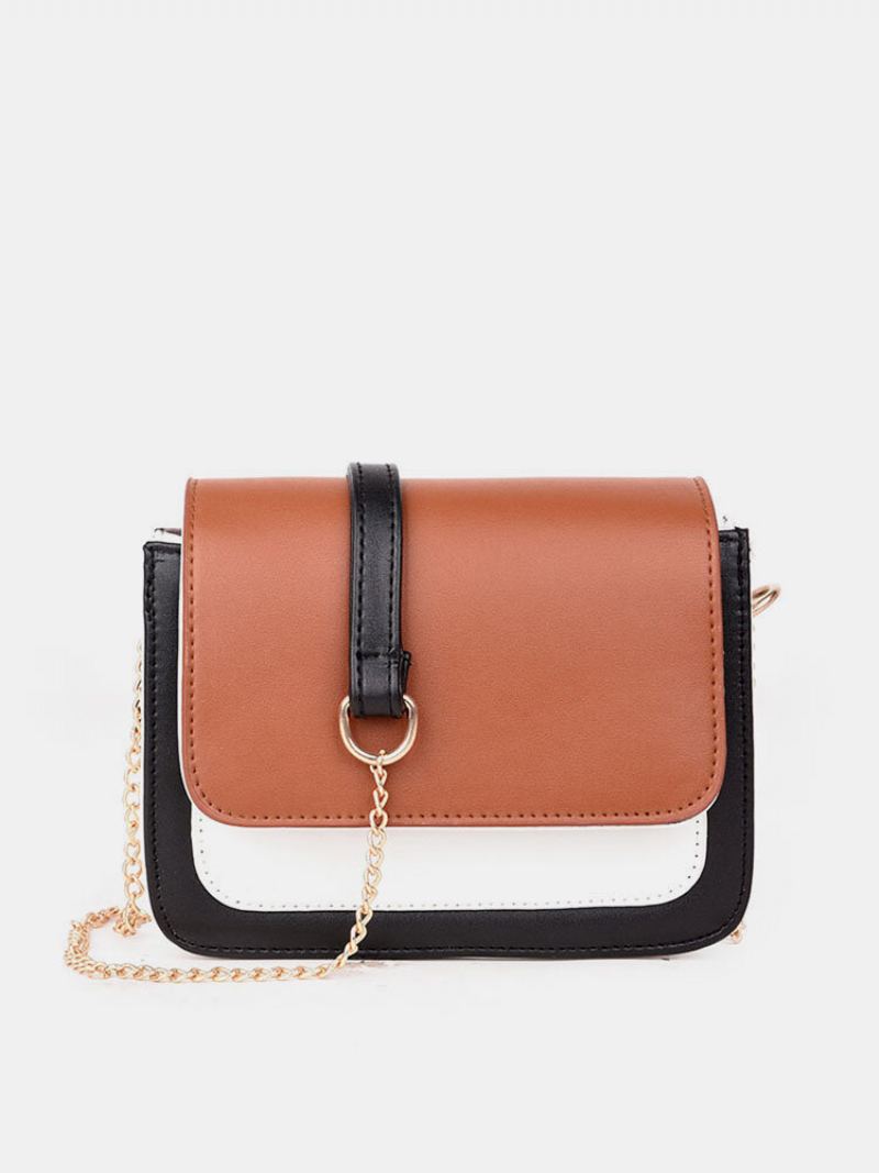 Laides Elegantní Barevné Bloky Patchwork Pu Kožené Kabelky Crossbody S Klapkou