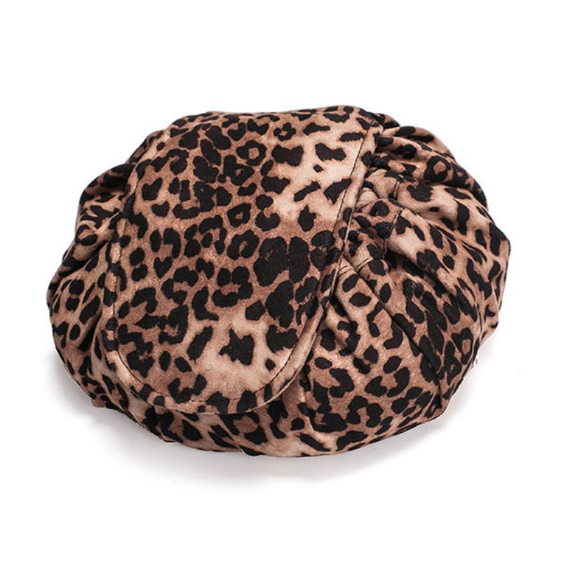 Leopard Print Lazy Makeup Bag Přenosná Cestovní Úložná Taška Velkokapacitní Se Stahovací Šňůrkou