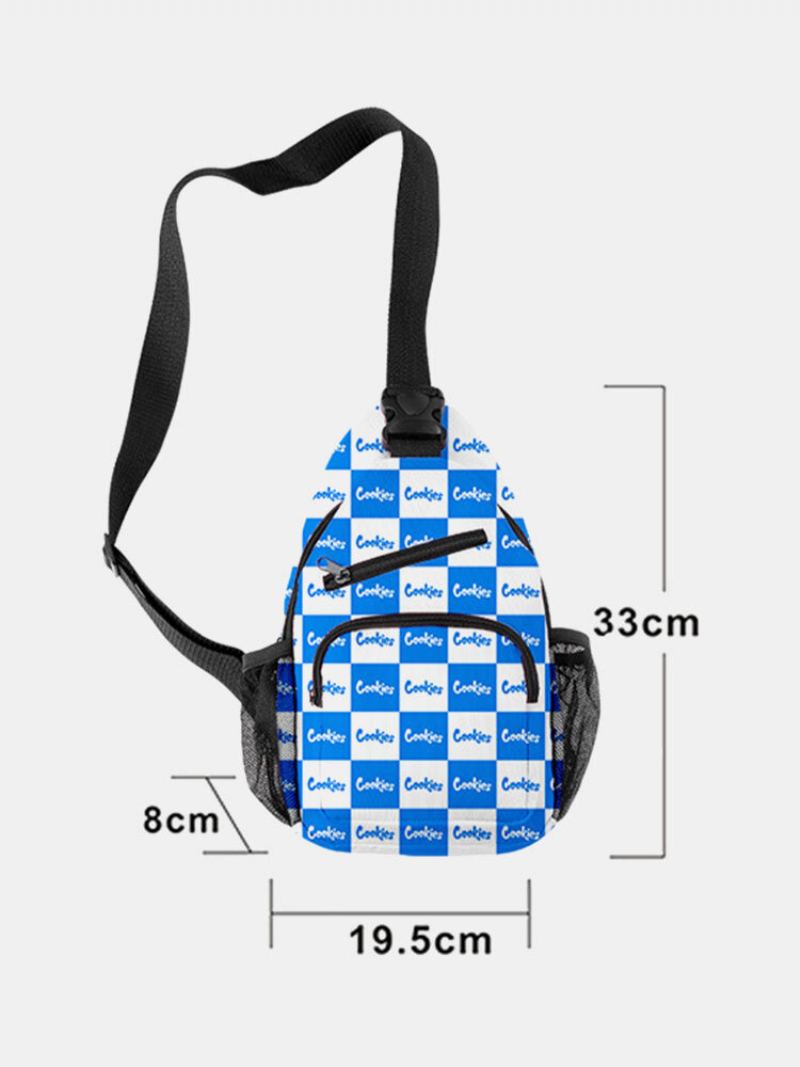 Ležérní Plátno Cool Letter Print Vzor Náprsní Taška Crossbody Kapsa Na Zip