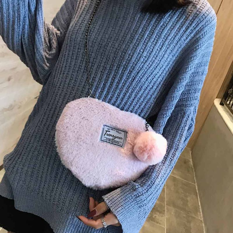 Malá Dámská Kabelka Ve Tvaru Srdce Cute Messenger Cross Body Ultra-měkká Na Textil