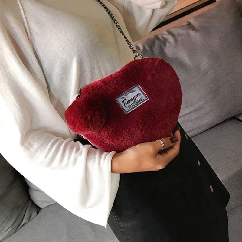 Malá Dámská Kabelka Ve Tvaru Srdce Cute Messenger Cross Body Ultra-měkká Na Textil