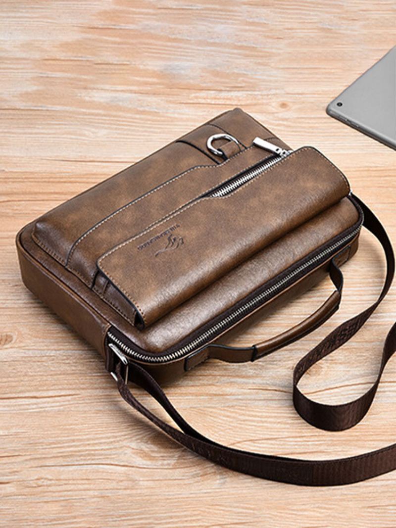 Menico Pánská Kabelka Z Umělé Kůže Business Casual Soft Crossbody Bag