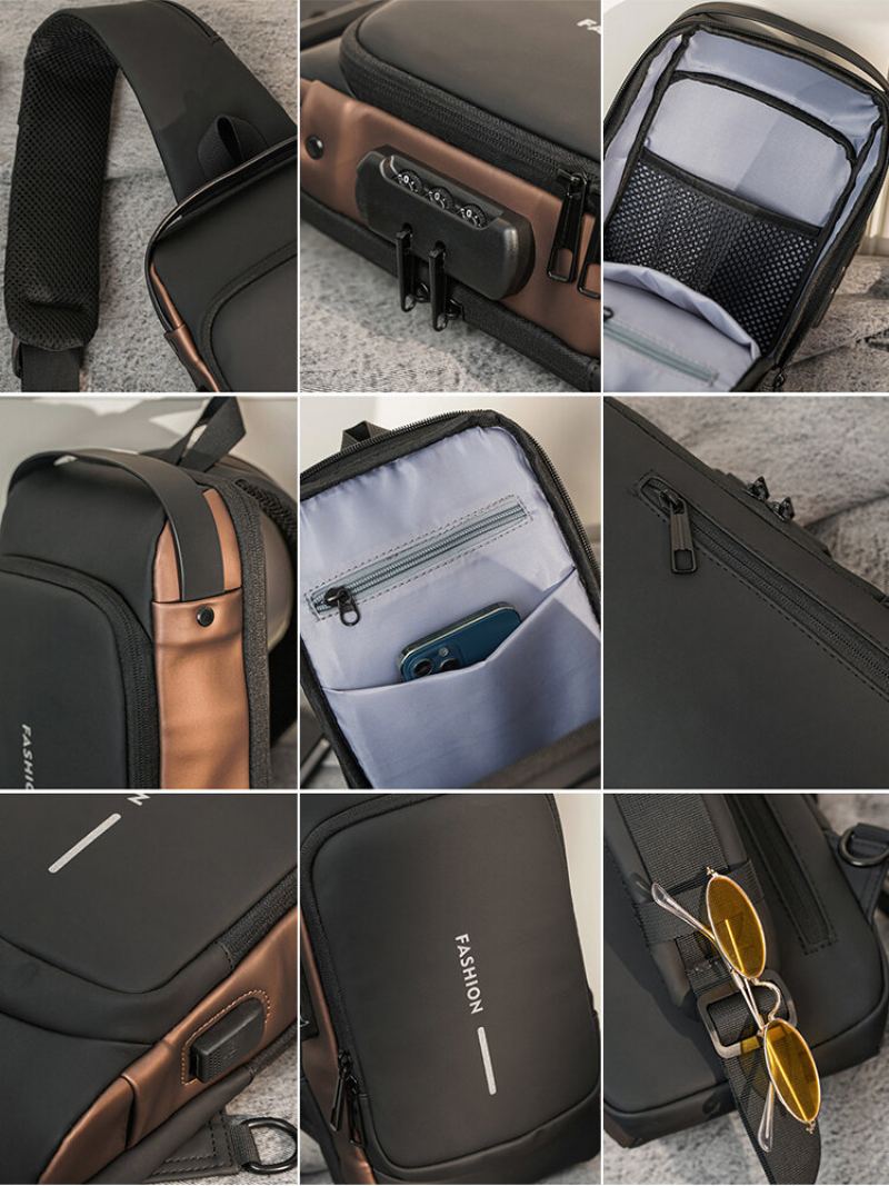 Menico Pánská Outdoor Riding Multifunkční Usb Nabíjecí Taška Messenger Bag Hrudní