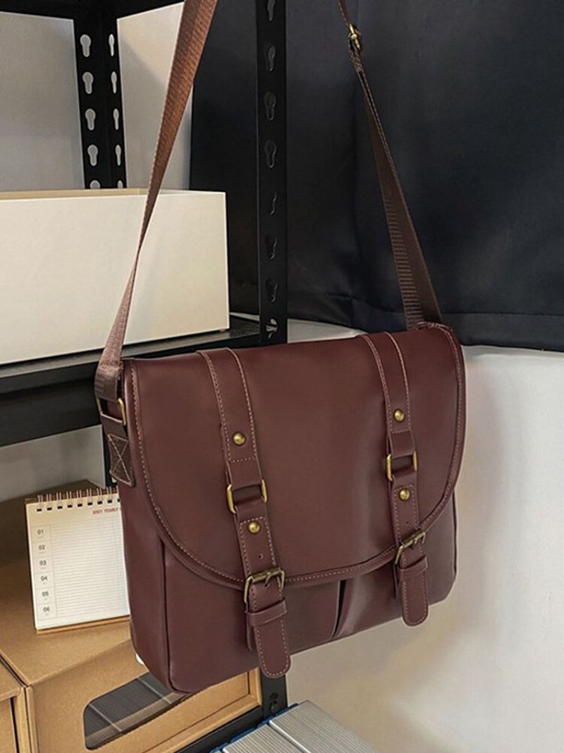 Menico Unisexual Umělá Kůže Vintage Velkokapacitní Víceslotová Taška Messenger Odolná Crossbody