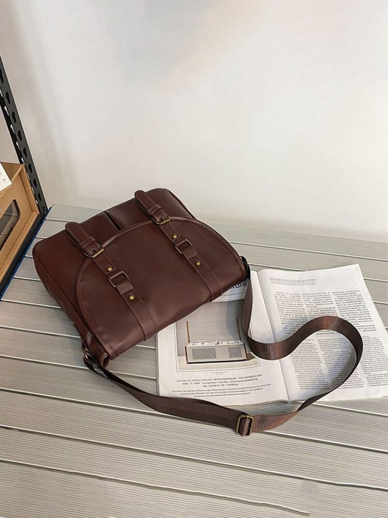 Menico Unisexual Umělá Kůže Vintage Velkokapacitní Víceslotová Taška Messenger Odolná Crossbody