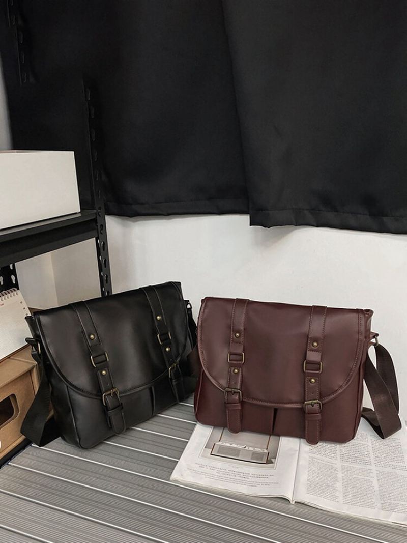 Menico Unisexual Umělá Kůže Vintage Velkokapacitní Víceslotová Taška Messenger Odolná Crossbody