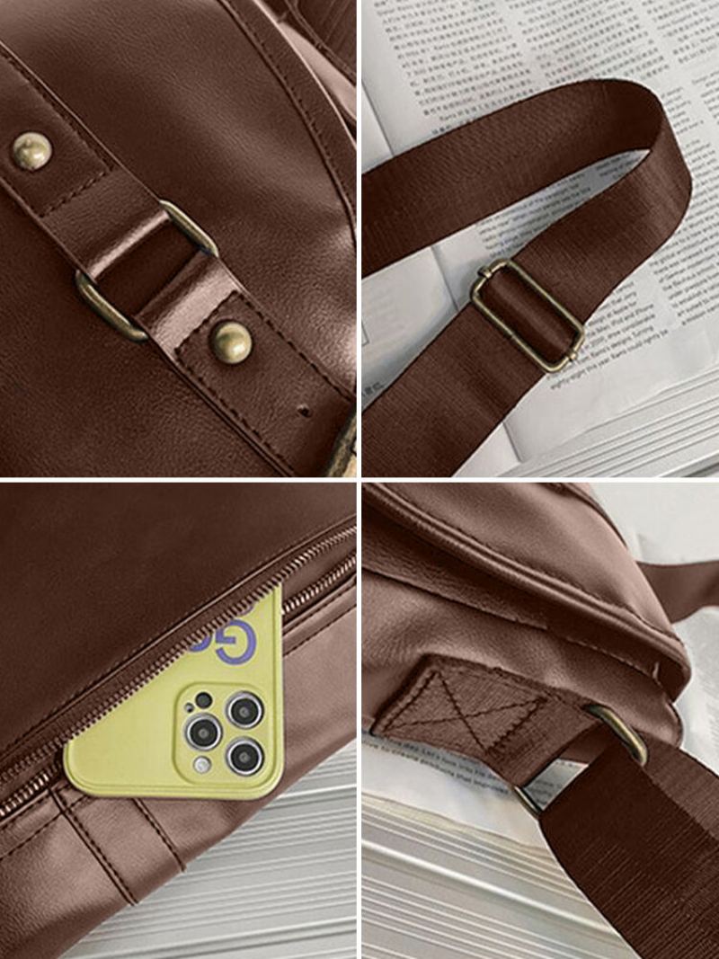 Menico Unisexual Umělá Kůže Vintage Velkokapacitní Víceslotová Taška Messenger Odolná Crossbody