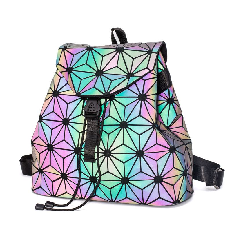 Módní Luminous Backpack Ženy Geometrické Batohy Pro Dospívající Dívky Žena Laser Diamond Student's School Bag Mochila Bolsas