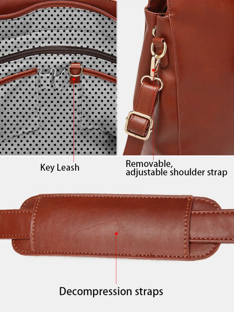 Multi-kapsa Z Umělé Kůže Velká Kapacita 13.3 Palcová Taška Na Notebook Dvoudílná Sada Kabelka Crossbody