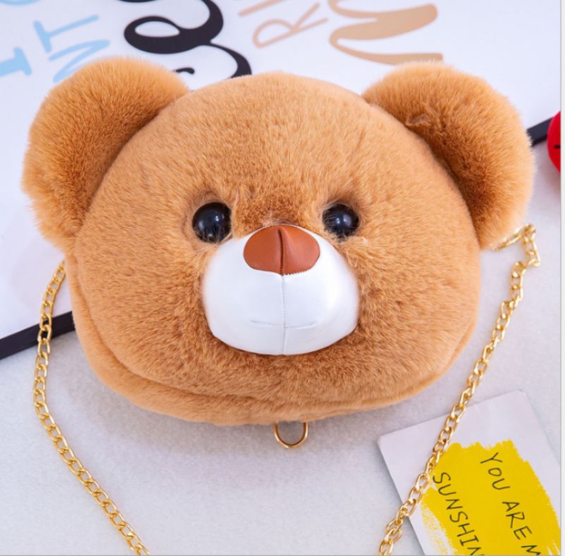 Nová Plyšová Hračka Bear Head Temale Bag Roztomilá Móda Populární Taška Messenger Divoká Přes Rameno Série Doll