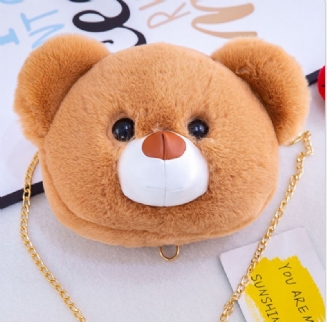 Nová Plyšová Hračka Bear Head Temale Bag Roztomilá Móda Populární Taška Messenger Divoká Přes Rameno Série Doll