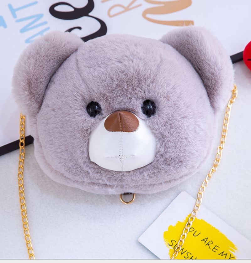 Nová Plyšová Hračka Bear Head Temale Bag Roztomilá Móda Populární Taška Messenger Divoká Přes Rameno Série Doll