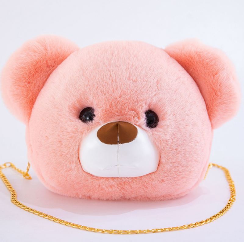 Nová Plyšová Hračka Bear Head Temale Bag Roztomilá Móda Populární Taška Messenger Divoká Přes Rameno Série Doll