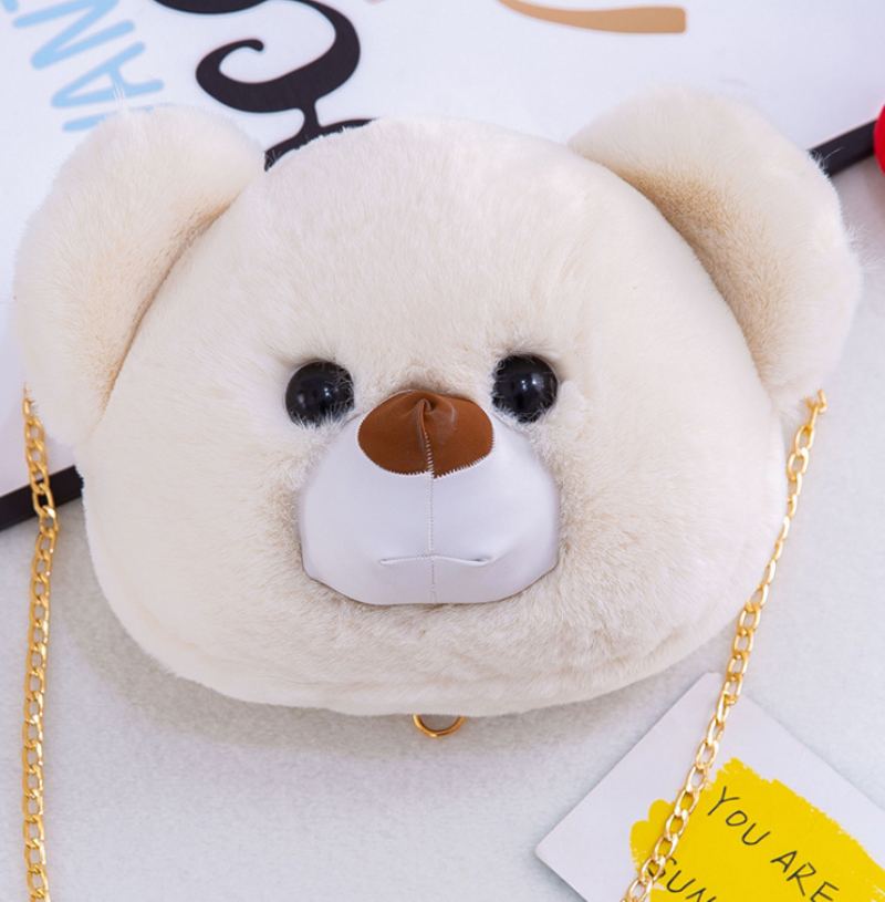 Nová Plyšová Hračka Bear Head Temale Bag Roztomilá Móda Populární Taška Messenger Divoká Přes Rameno Série Doll