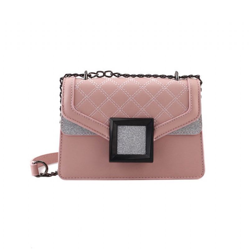 Nová Textura Kosočtvercový Řetízek Small Square Bag Fashion Divoká Barva Čtvercová Přezka Ramenní Diagonální Balíček