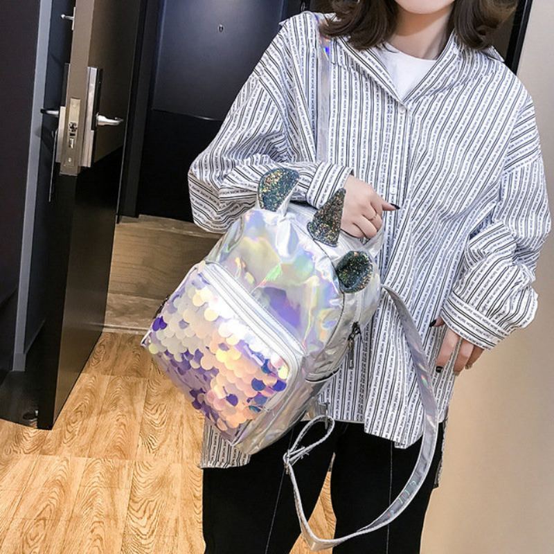 Nový Pu Sequin Batoh Unicorn Student Cute Bag Cartoon Girl Taška Přes Rameno Lady