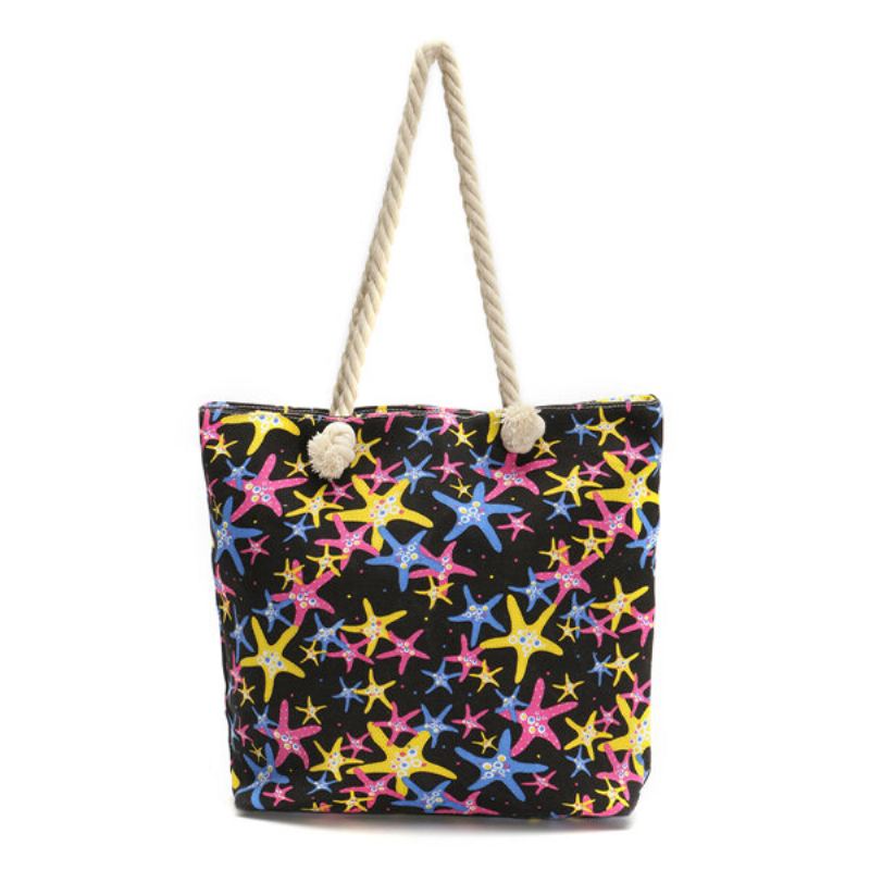 Opakovaně Použitelná Plátěná Taška Přes Rameno Starfish Travel Shopping Tote Kabelka