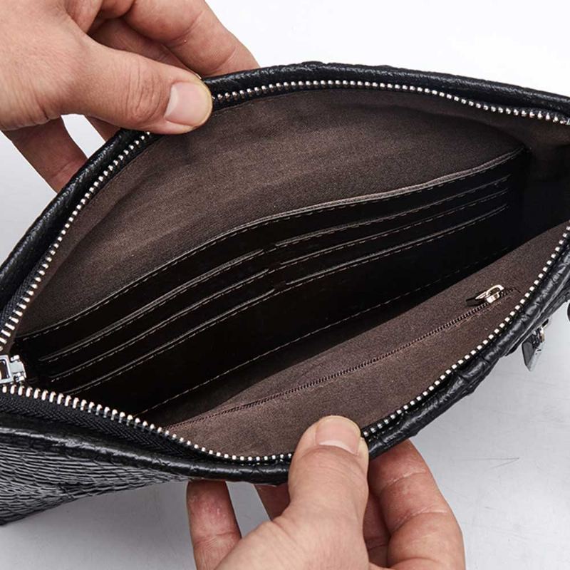 Pánská Obchodní Taška Clutch Leather Wallet S Krokodýlím Vzorem