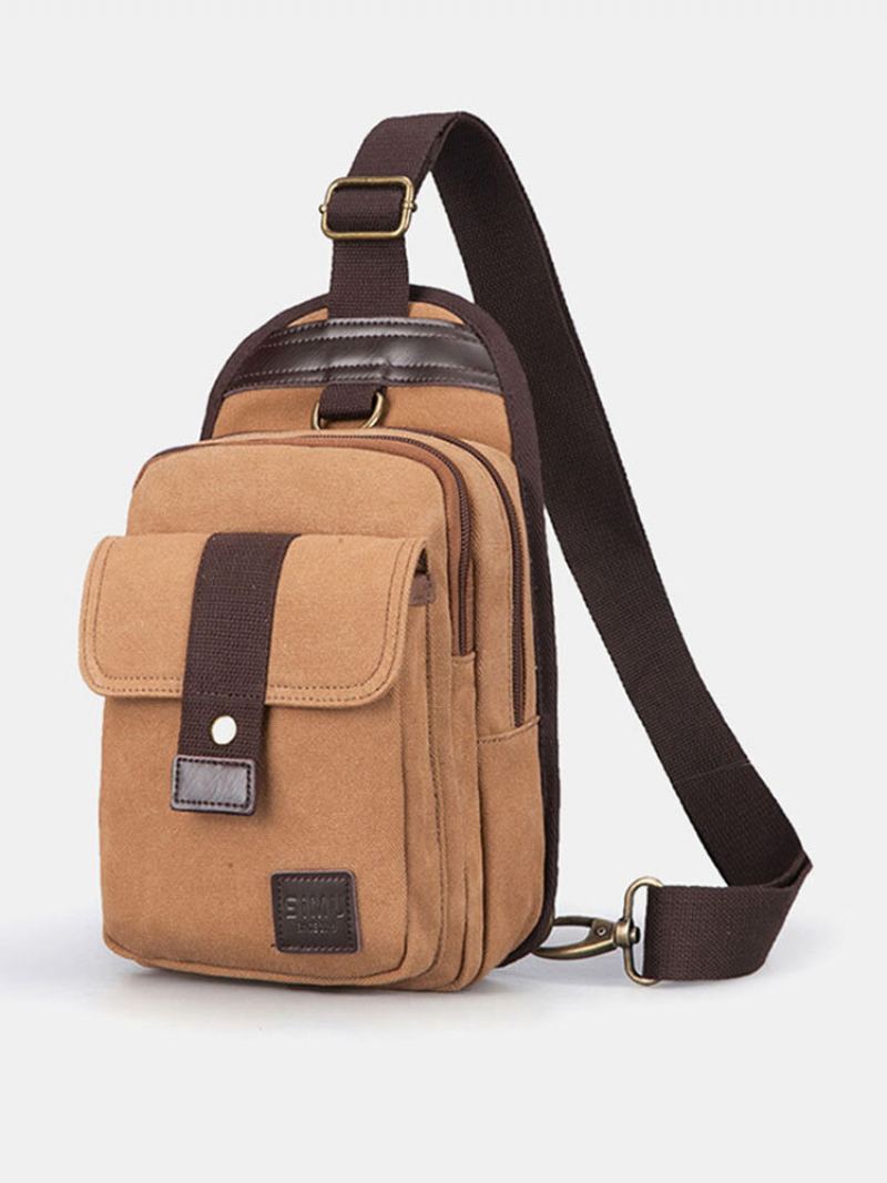 Pánská Plátěná Outdoorová Ležérní Velkokapacitní Crossbody Taška Náprsní