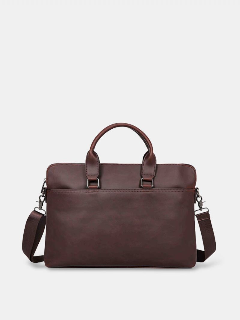 Pánská Vintage Taška Z Umělé Kůže Multi-carry Velkokapacitní Jednobarevná Aktovka Business Crossbody