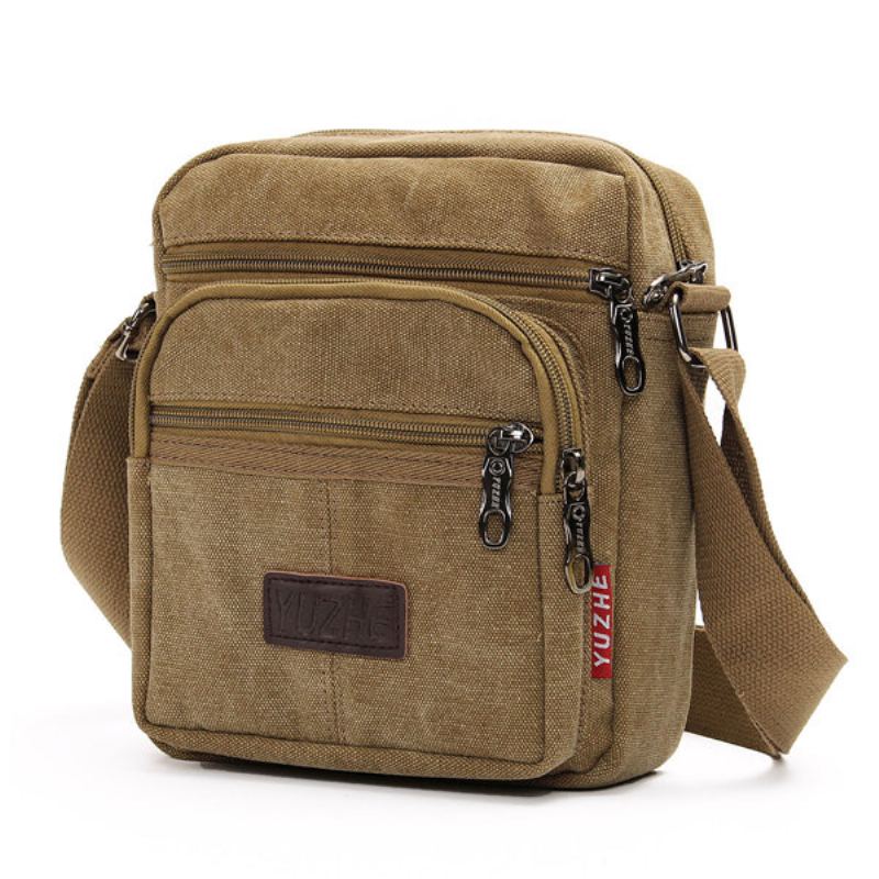 Pánské Ležérní Retro Plátěné Tašky Přes Rameno Crossbody Kabelky S Mnoha Kapsami